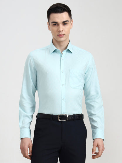 Sky Blue Solid Regular Fit Formal Shirt | JadeBlue