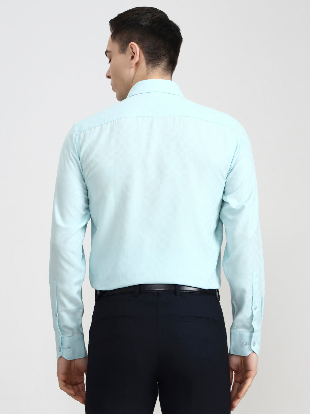 Sky Blue Solid Regular Fit Formal Shirt | JadeBlue