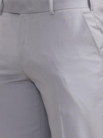 Light Grey Solid Regular Fit Formal Trouser | JadeBlue
