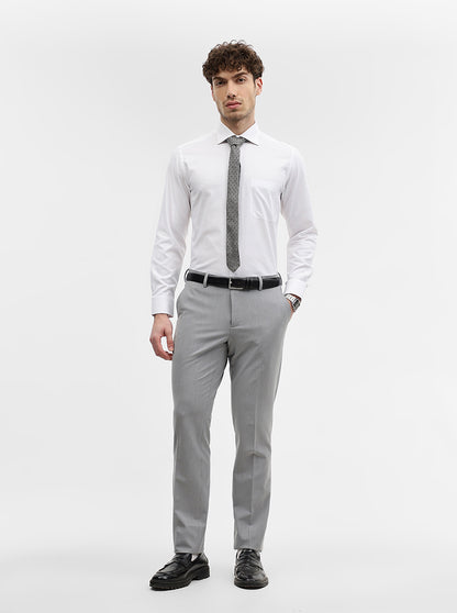 White Solid Slim Fit Formal Shirt | Metal