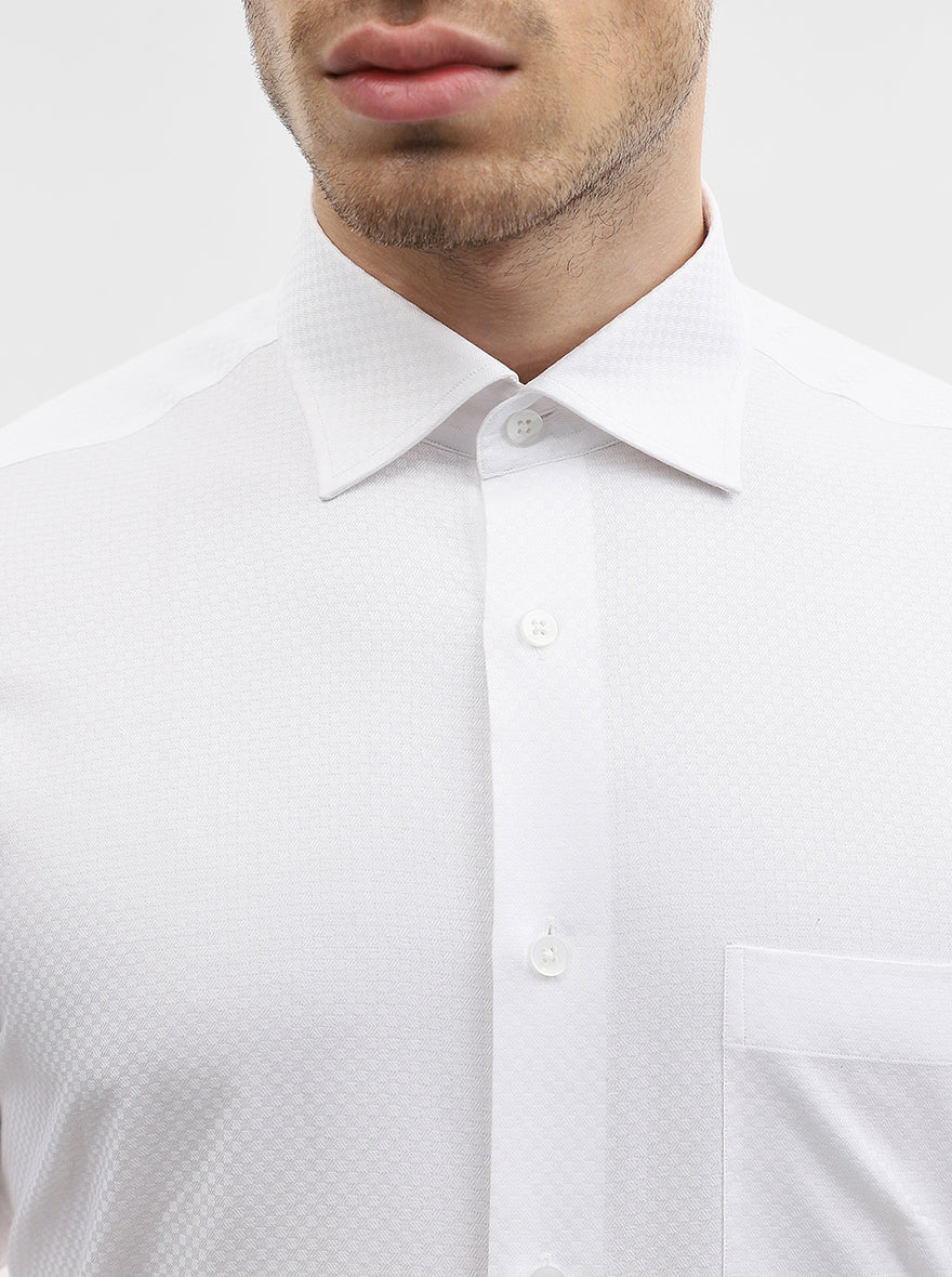 White Solid Slim Fit Formal Shirt | Metal