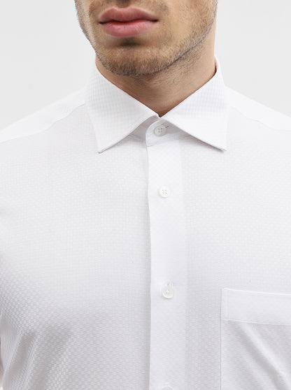 White Solid Slim Fit Formal Shirt | Metal