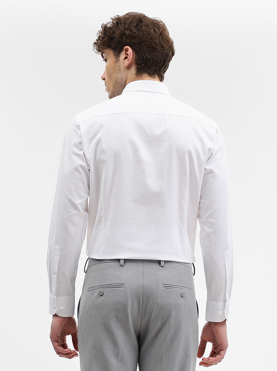 White Solid Slim Fit Formal Shirt | Metal