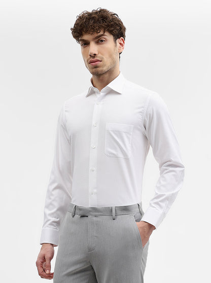 White Solid Slim Fit Formal Shirt | Metal