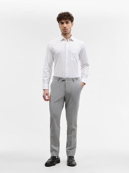 White Solid Slim Fit Formal Shirt | Metal