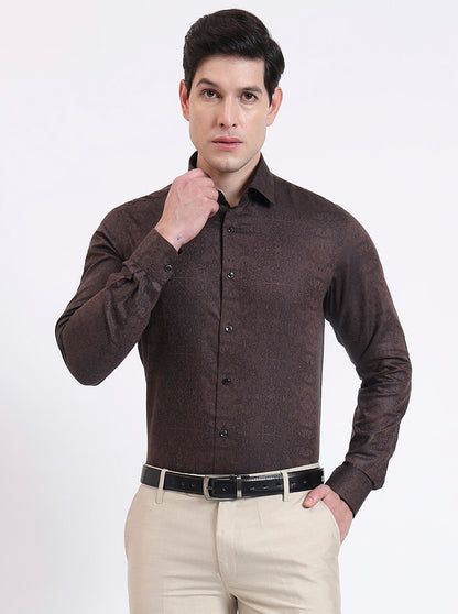 Brown Solid Slim Fit Party Wear Shirt | Wyre