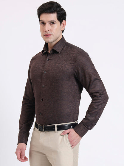 Brown Solid Slim Fit Party Wear Shirt | Wyre