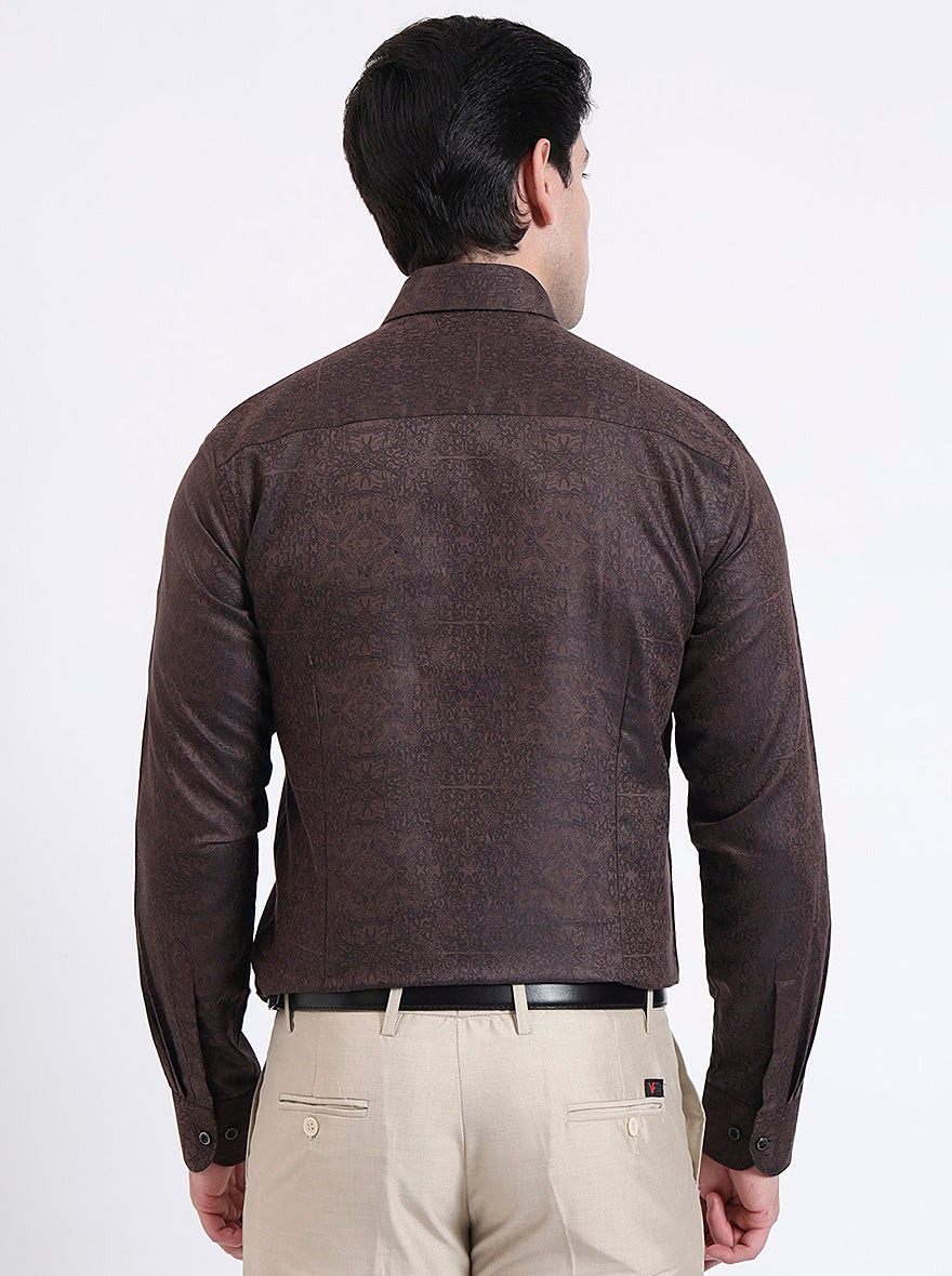 Brown Solid Slim Fit Party Wear Shirt | Wyre