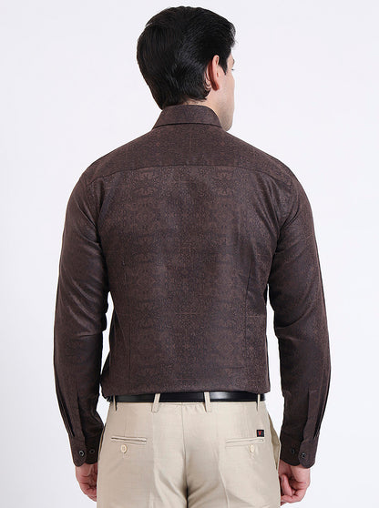 Brown Solid Slim Fit Party Wear Shirt | Wyre