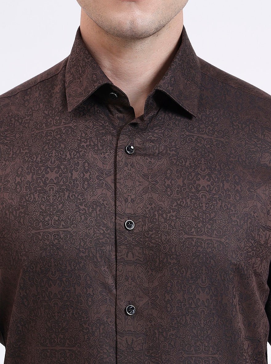 Brown Solid Slim Fit Party Wear Shirt | Wyre