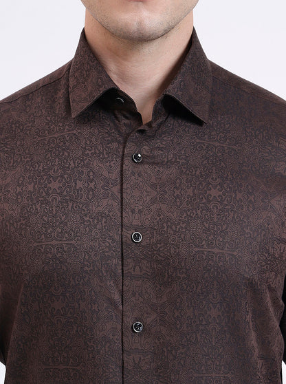 Brown Solid Slim Fit Party Wear Shirt | Wyre