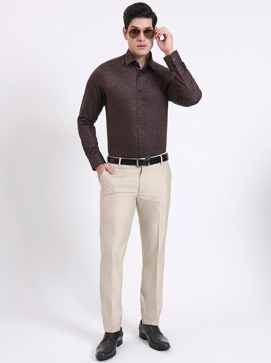 Brown Solid Slim Fit Party Wear Shirt | Wyre