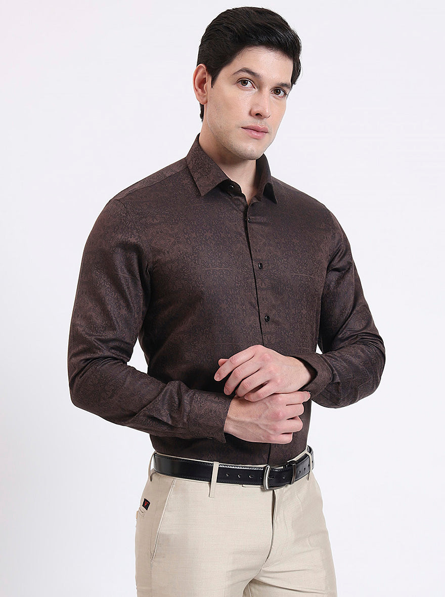 Brown Solid Slim Fit Party Wear Shirt | Wyre