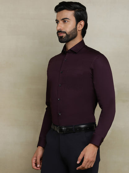 Wine Striped Slim fit Formal Shirt | Metal