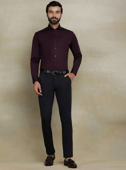 Wine Striped Slim fit Formal Shirt | Metal