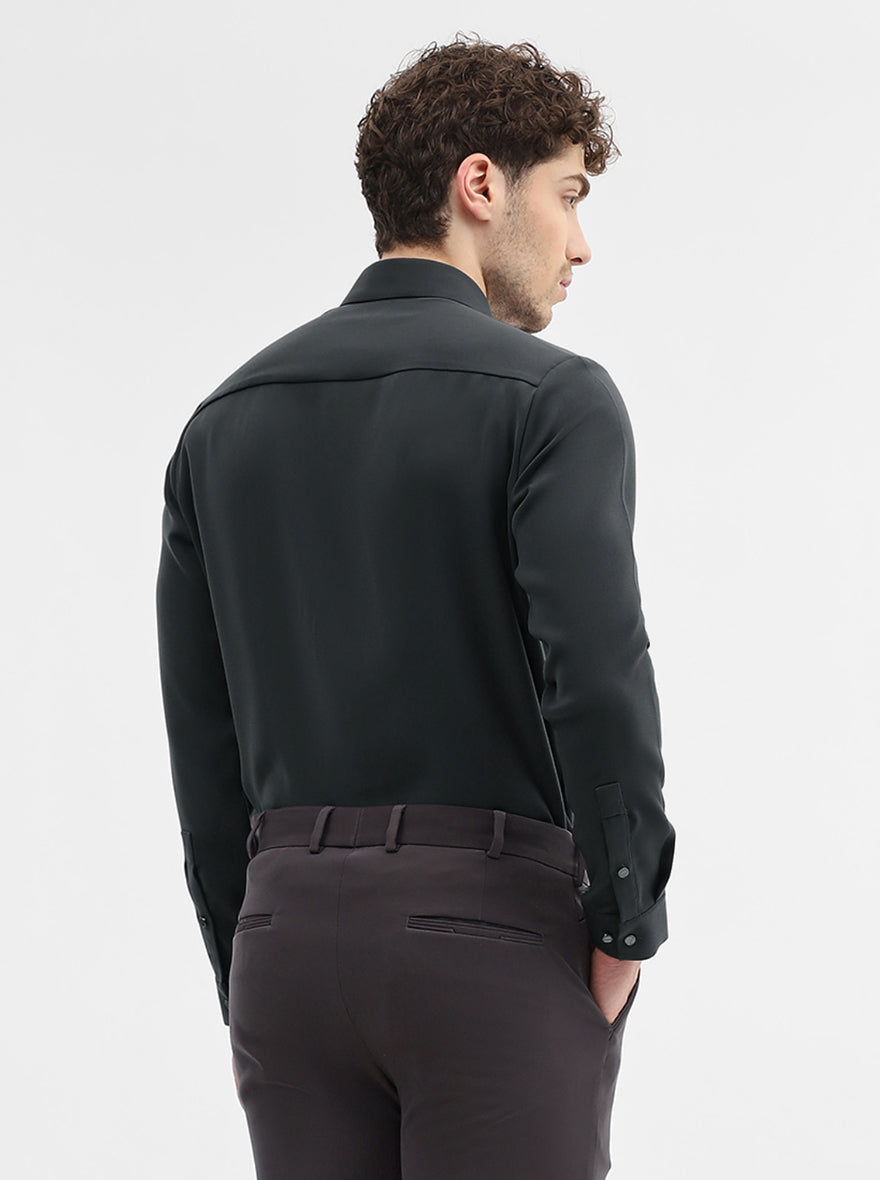 Dark Grey Solid Slim Fit Party Wear Shirt | Wyre