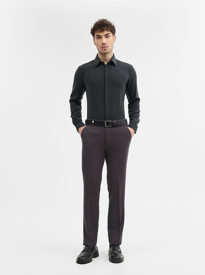 Dark Grey Solid Slim Fit Party Wear Shirt | Wyre