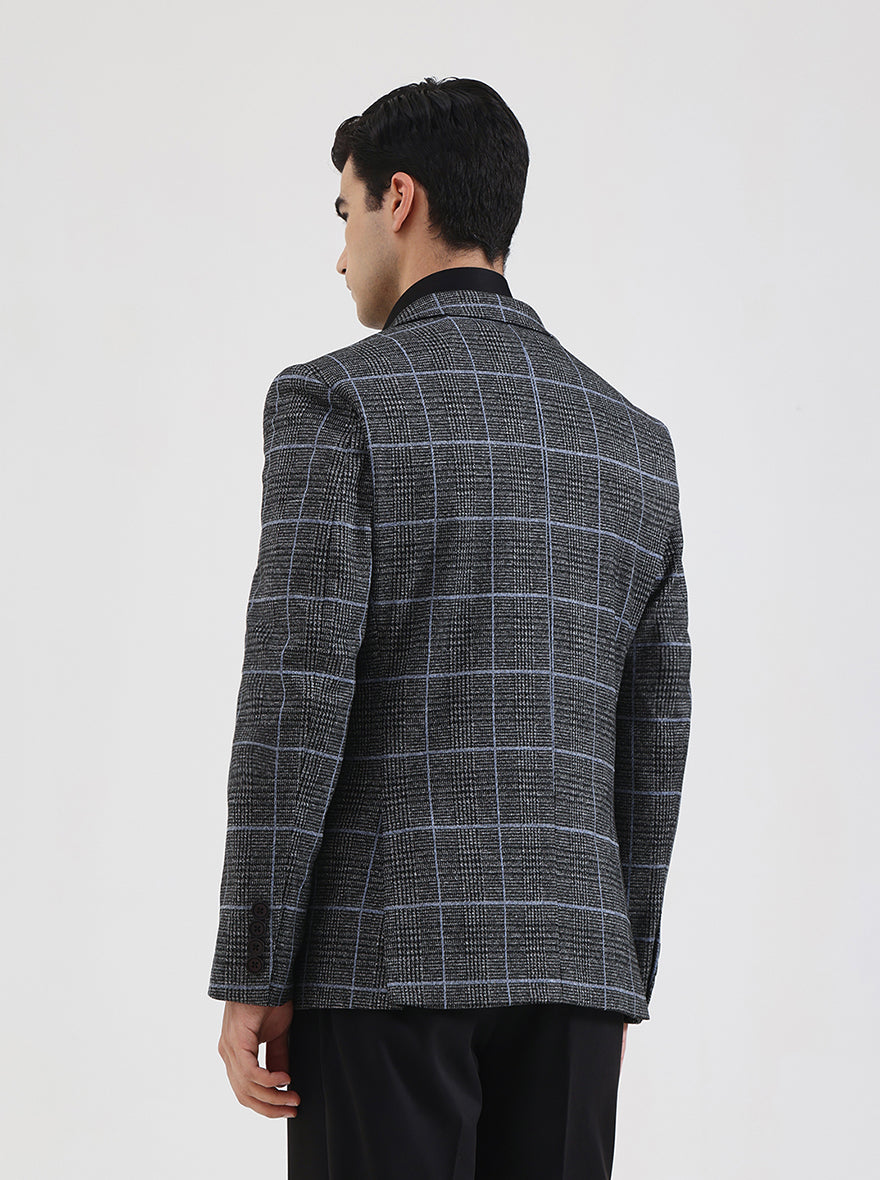 Gray Checked Regular Fit Blazer | JB Studio