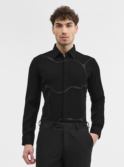 Black Solid Slim Fit Party Wear Shirt | Wyre