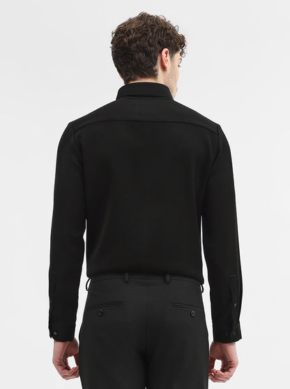 Black Solid Slim Fit Party Wear Shirt | Wyre