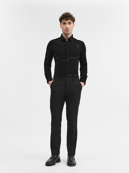 Black Solid Slim Fit Party Wear Shirt | Wyre
