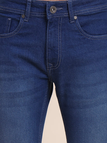Light Denim Blue Solid Narrow Fit Jeans | Greenfibre