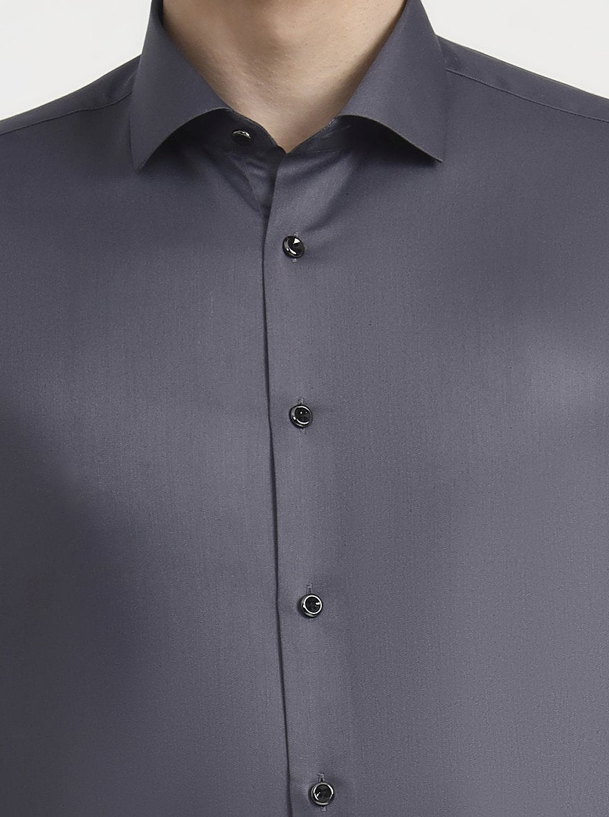 Grey Solid Slim Fit Party Wear Shirt | Wyre