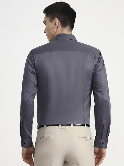 Grey Solid Slim Fit Party Wear Shirt | Wyre