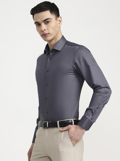 Grey Solid Slim Fit Party Wear Shirt | Wyre