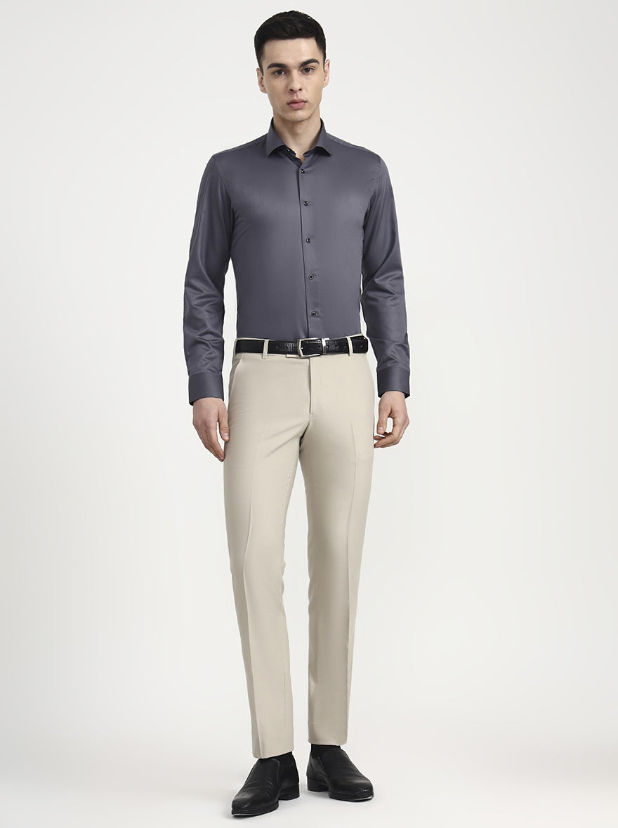 Grey Solid Slim Fit Party Wear Shirt | Wyre