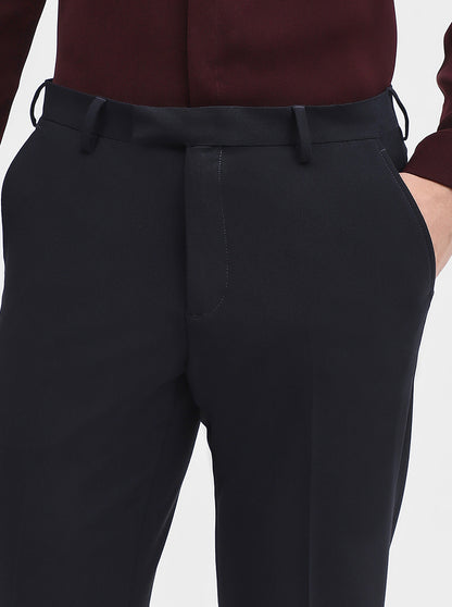 Blue Solid Super Slim Fit Formal Trouser | JadeBlue Youth