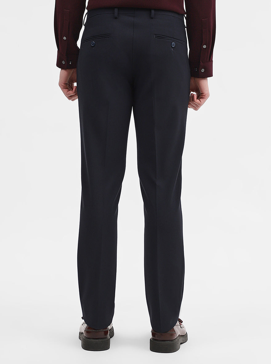 Blue Solid Super Slim Fit Formal Trouser | JadeBlue Youth