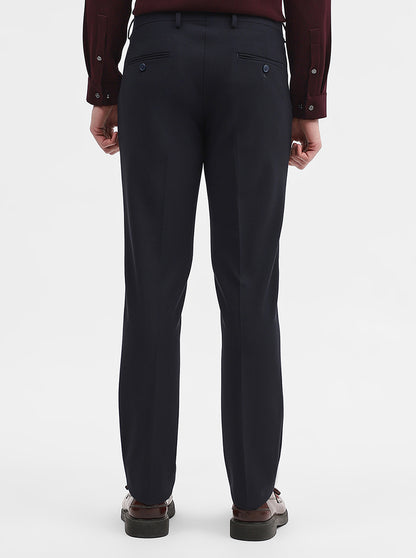 Blue Solid Super Slim Fit Formal Trouser | JadeBlue Youth
