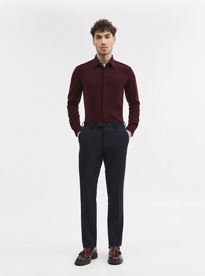 Blue Solid Super Slim Fit Formal Trouser | JadeBlue Youth