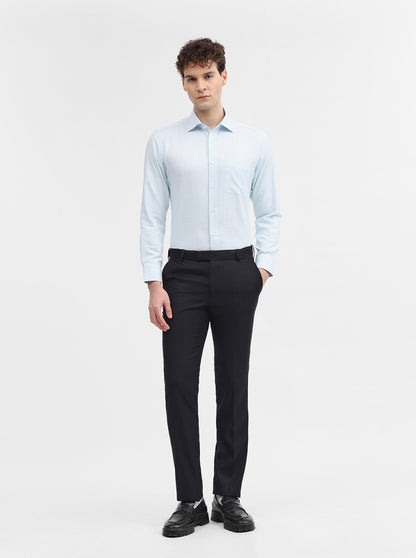 Navy Blue Solid Slim Fit Formal Trouser | Metal