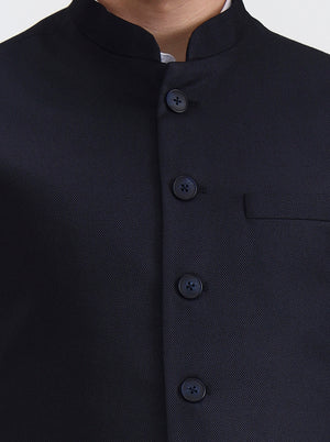 Black Solid Regular Fit Waistcoat  | Greenfibre
