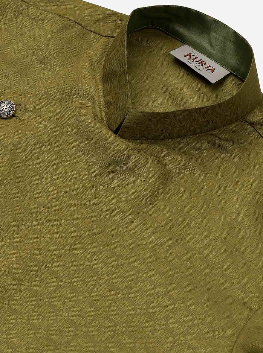 Olive Green Plain Kurta | The Kurta Company