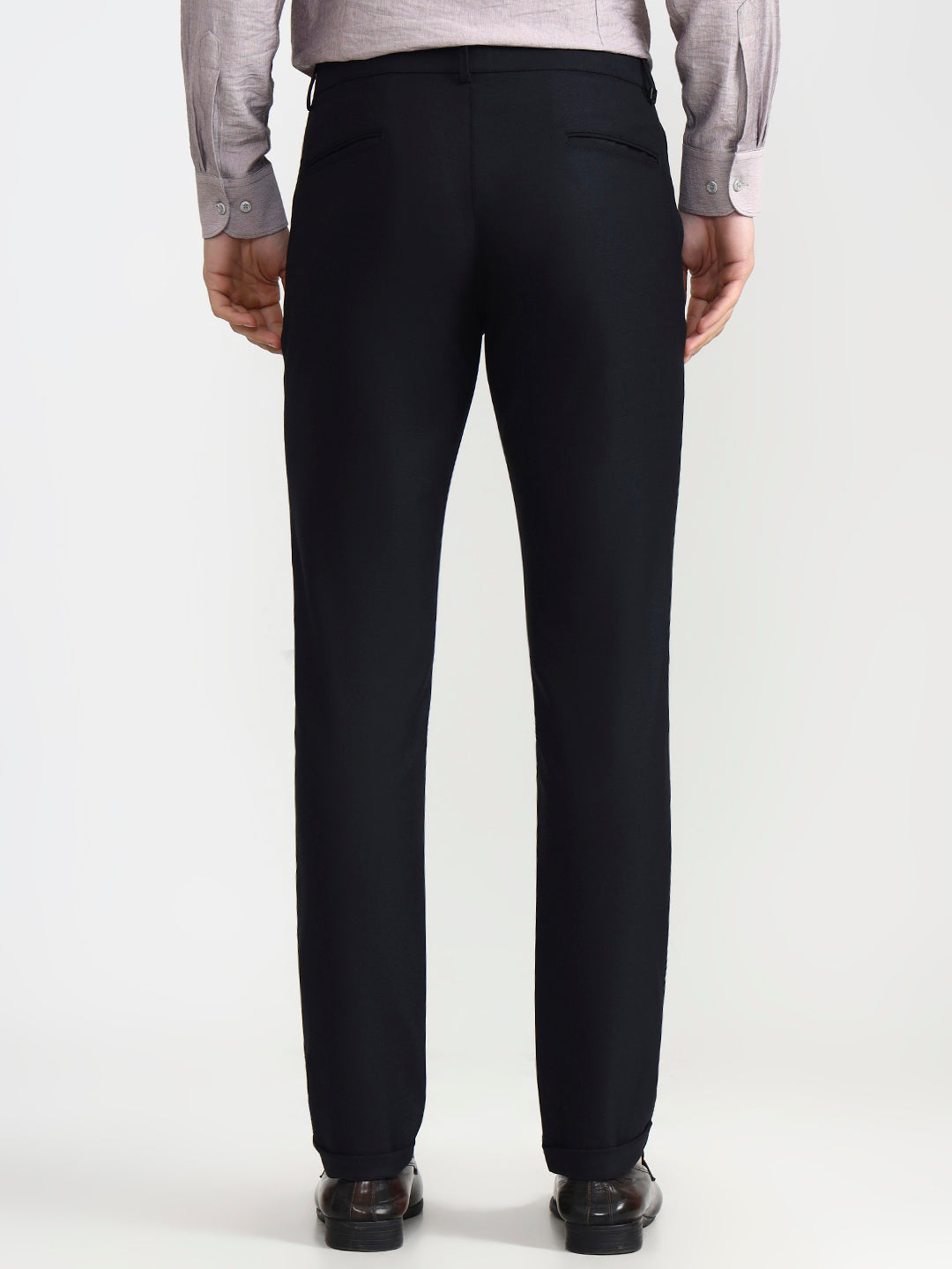 Navy Blue Solid Slim Fit Club Wear Trouser | Wyre