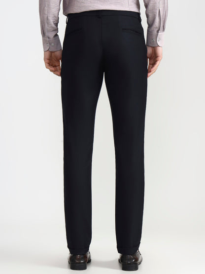 Navy Blue Solid Slim Fit Club Wear Trouser | Wyre