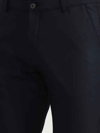Navy Blue Solid Slim Fit Club Wear Trouser | Wyre