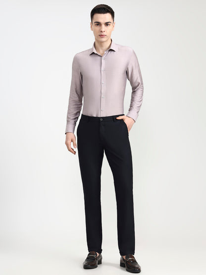 Navy Blue Solid Slim Fit Club Wear Trouser | Wyre