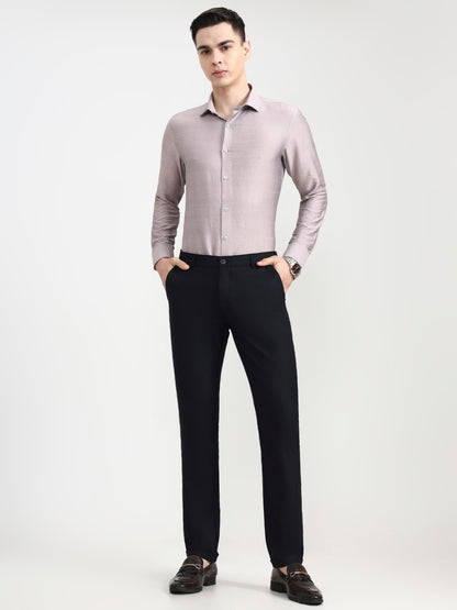 Navy Blue Solid Slim Fit Club Wear Trouser | Wyre