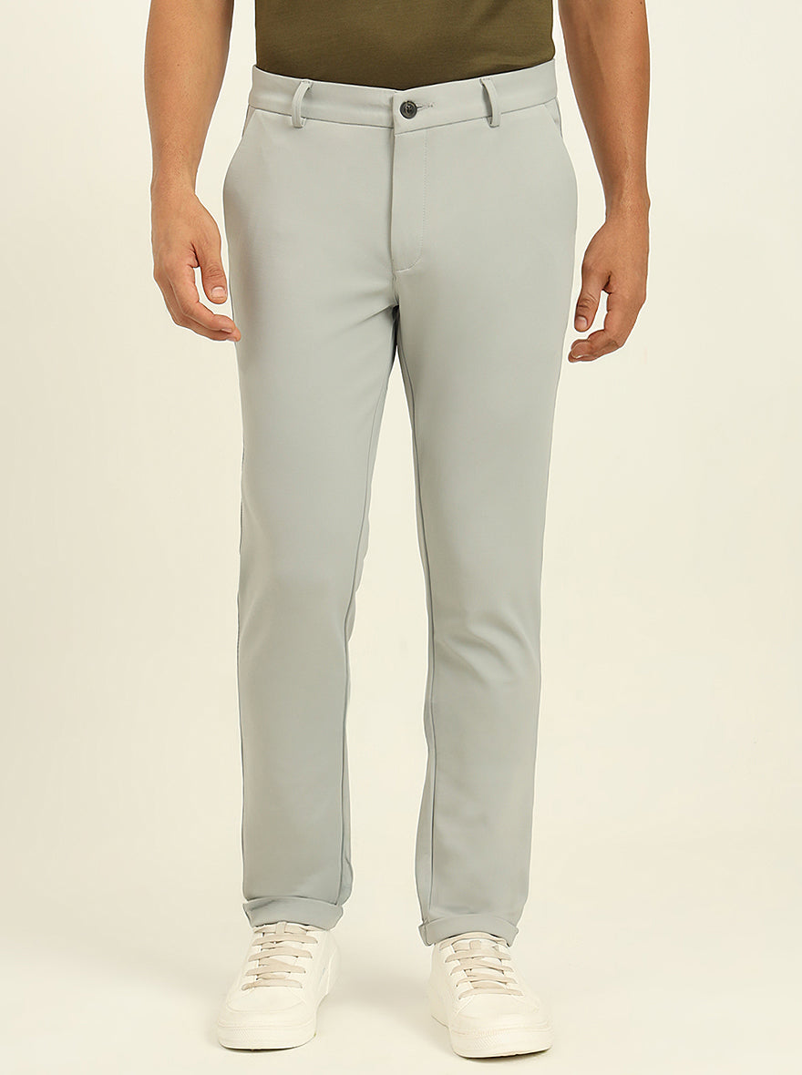 Light Grey Solid Venice Fit Casual Trouser | JadeBlue