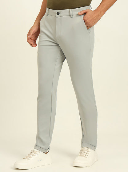Light Grey Solid Venice Fit Casual Trouser | JadeBlue