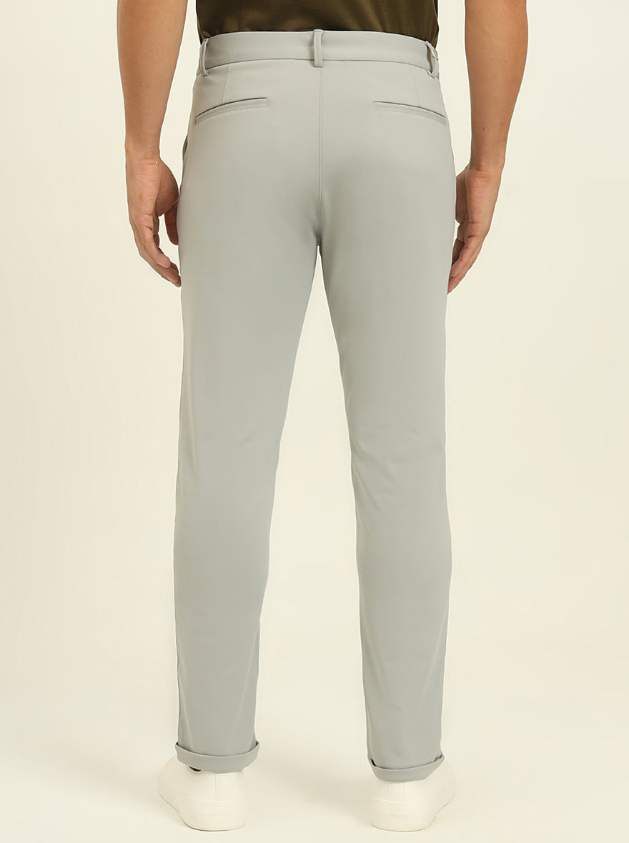 Light Grey Solid Venice Fit Casual Trouser | JadeBlue