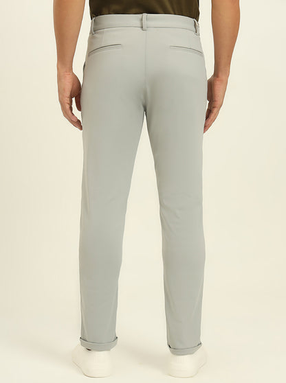 Light Grey Solid Venice Fit Casual Trouser | JadeBlue