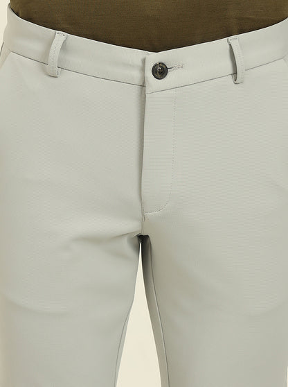 Light Grey Solid Venice Fit Casual Trouser | JadeBlue