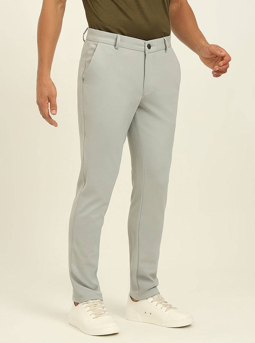 Light Grey Solid Venice Fit Casual Trouser | JadeBlue