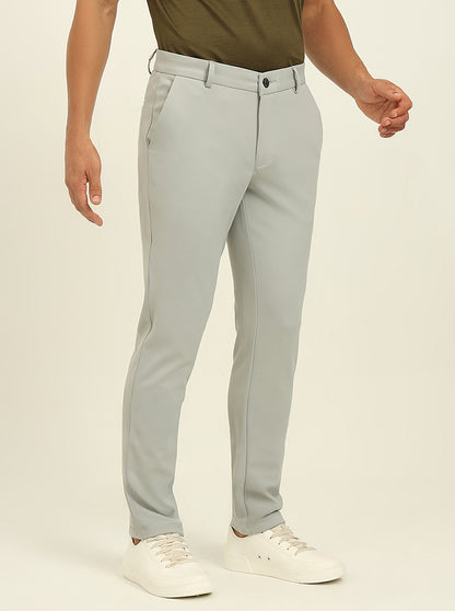 Light Grey Solid Venice Fit Casual Trouser | JadeBlue