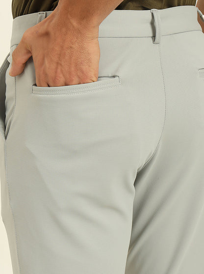 Light Grey Solid Venice Fit Casual Trouser | JadeBlue